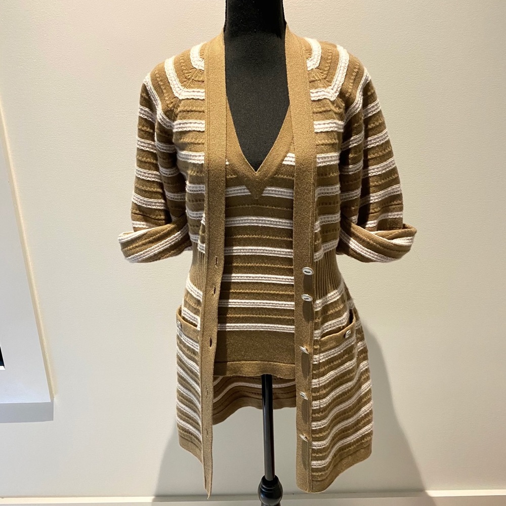 CHANEL 100% Cashmere Tan Sweater Set
